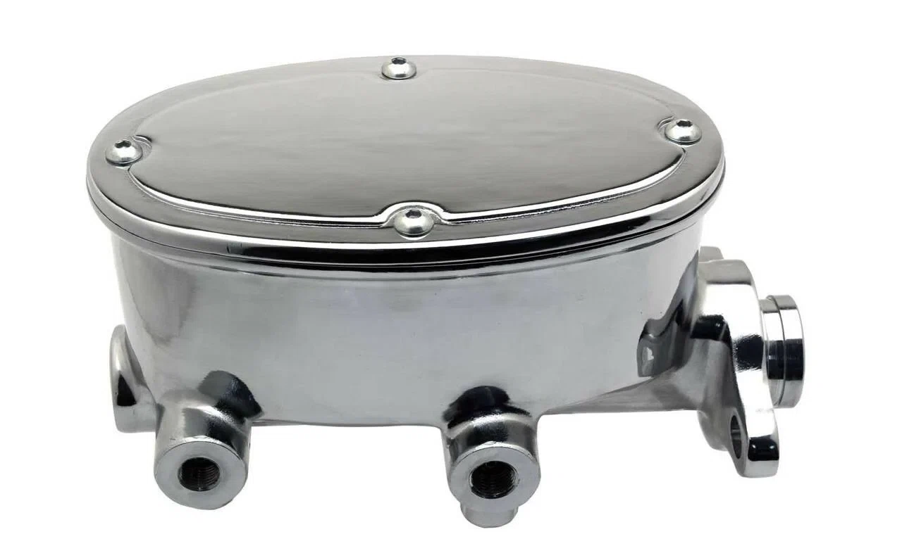 Tandem Oval Chrome Aluminum Master Cylinder (Disc_ Disc) 260-8559-CHROME